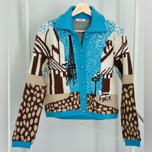 Blue and Brown Eiffel Tower Cardigan